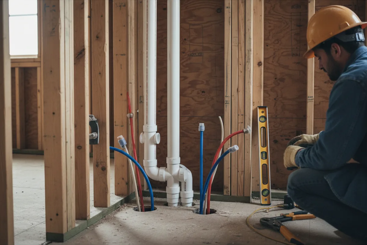 Drain and supply rough-in during Leak Detection in Twinsburg
