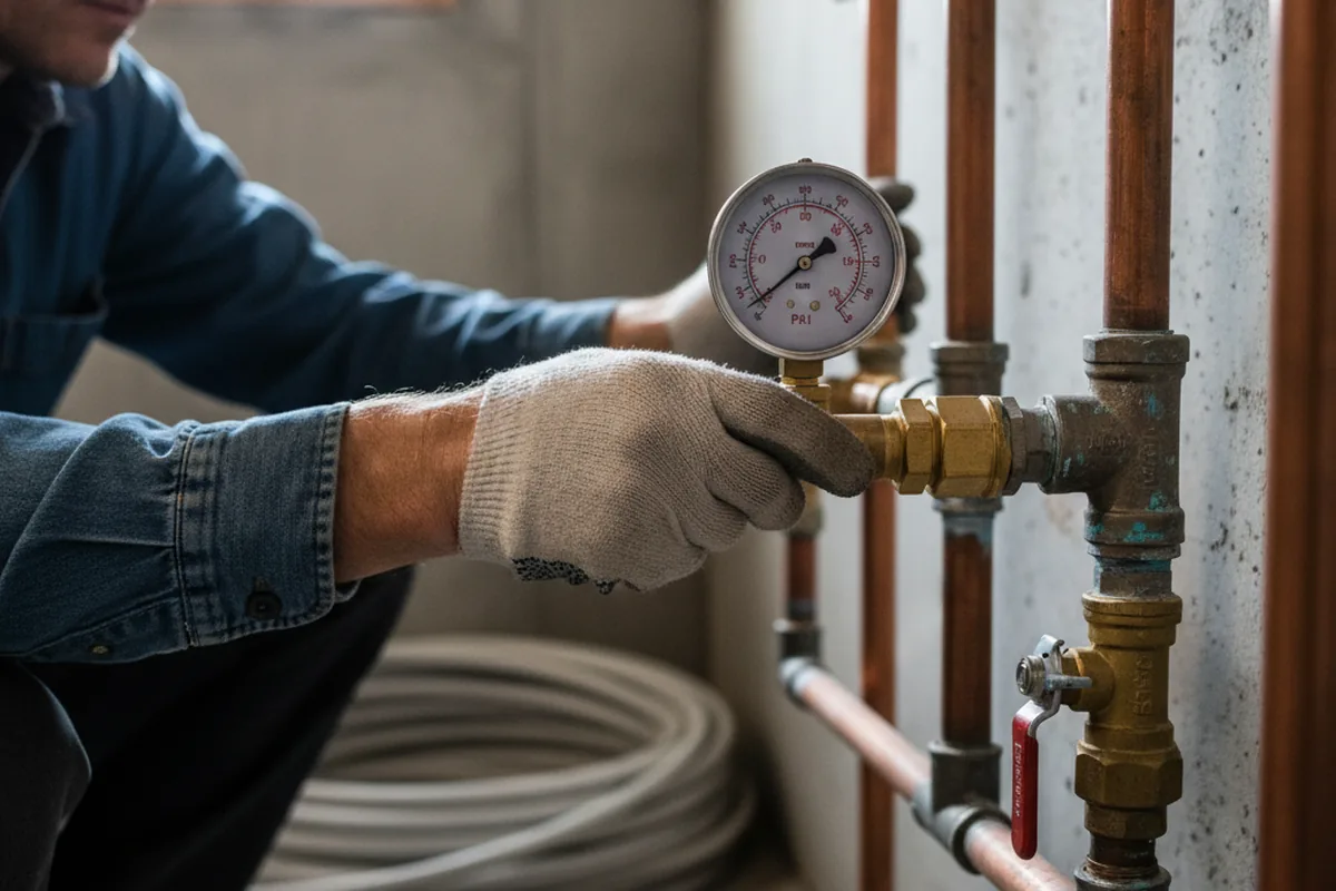 Pressure testing a repaired line during Water Line Repair in Twinsburg